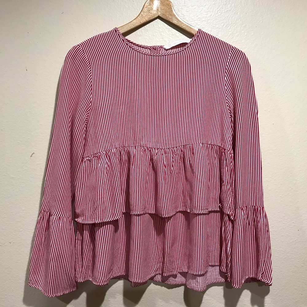 Zara Trafaluc Red and White Striped Top